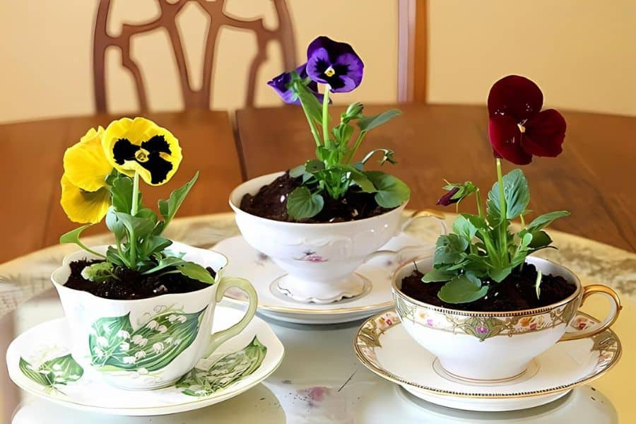 Spring Teacup Table Decorations.