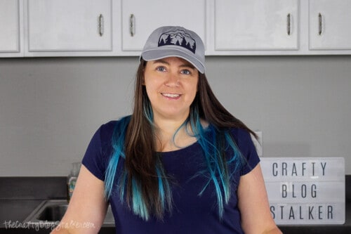 a girl with brown and blue hair wearing the hat