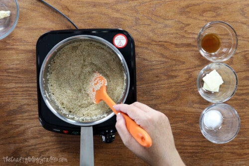 stirring the ingredients in a saucepan