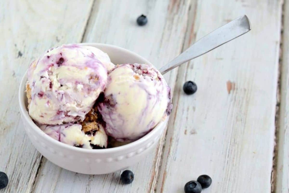 Lemon Blueberry Cheesecake Ice Cream.