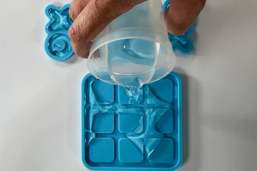 measuring the molds with water