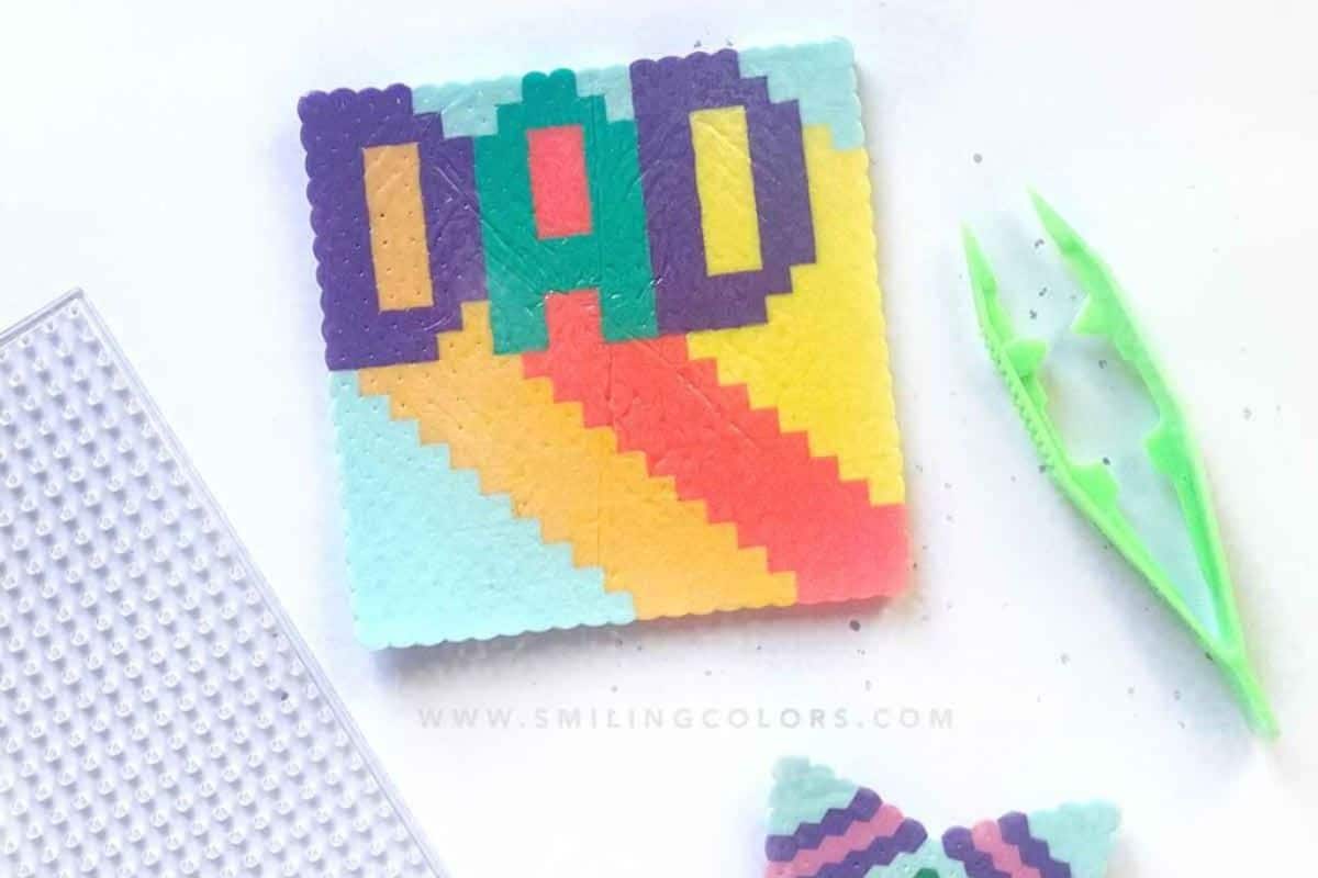 Perler Bead Coaster For Dad.