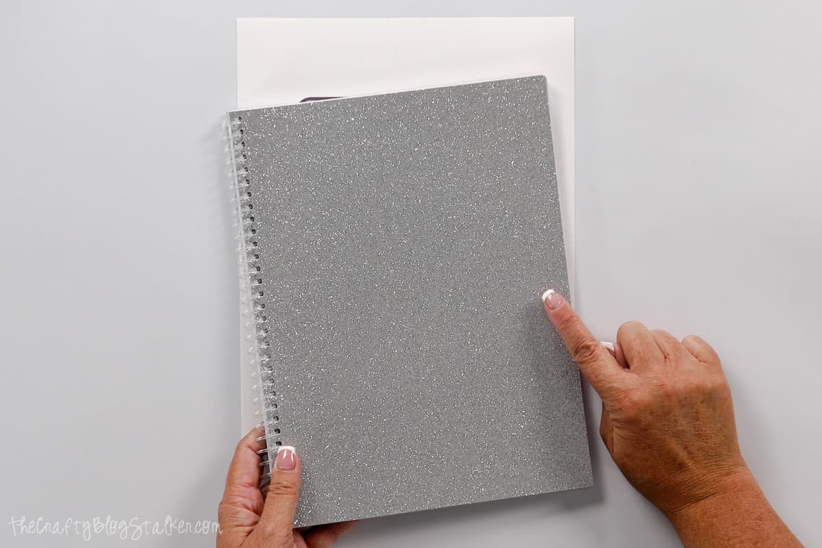 silver glitter notebook