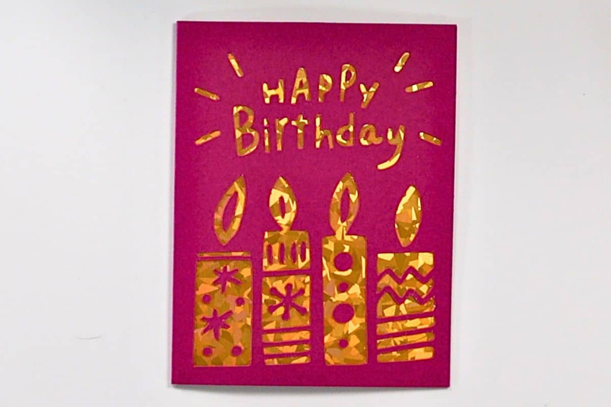 Cricut made Happy Birthday card with cutaway cards.