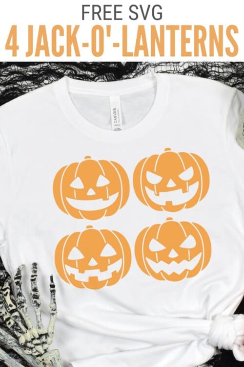 title image for Jack-O'-Lanterns SVG + 14 Cut Files for Halloween 