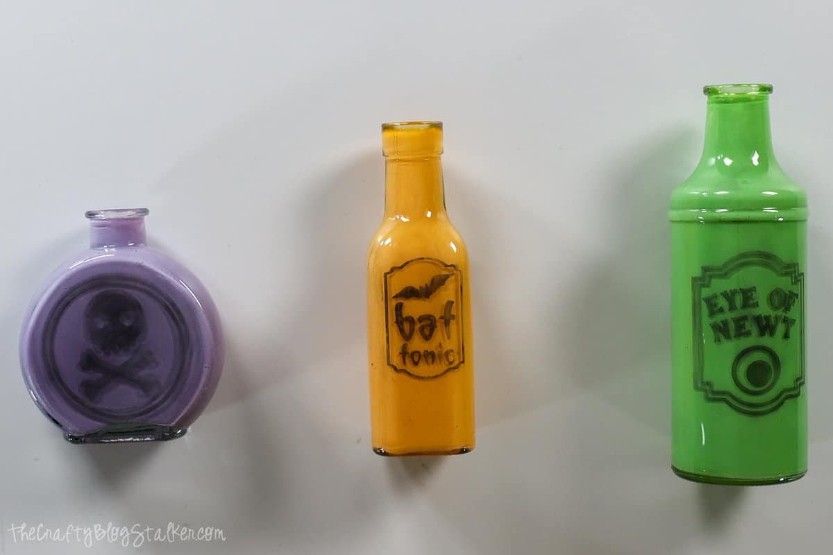 glass etched potion bottles