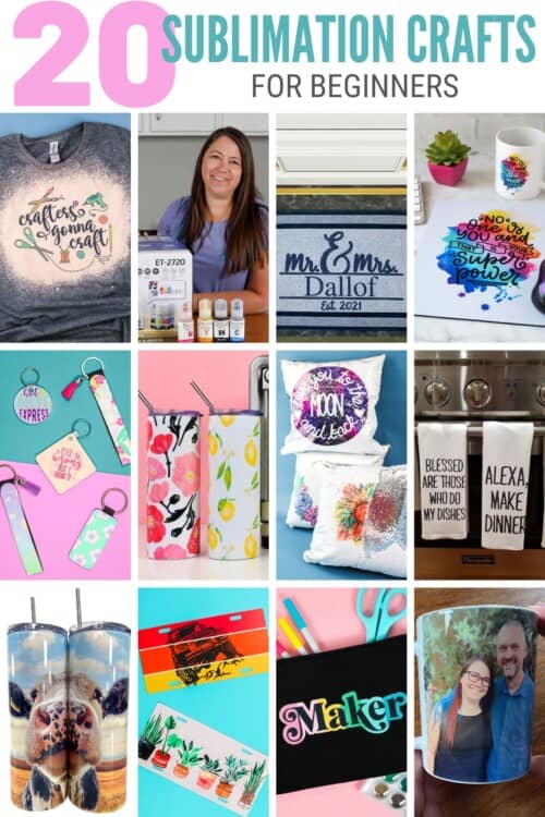 title collage image for 20 Sublimation Craft Tutorials for Beginners