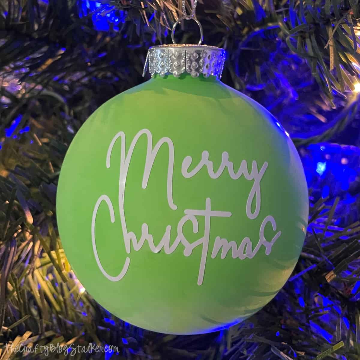 green balloon christmas ornament with Merry Christmas design