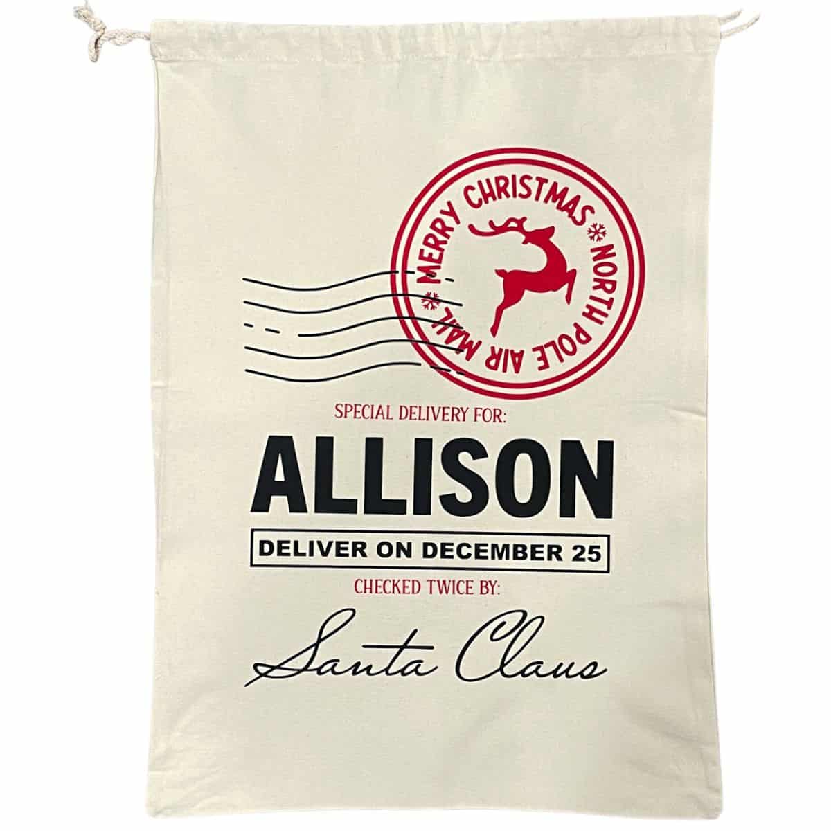 personalized santa sack for Allison