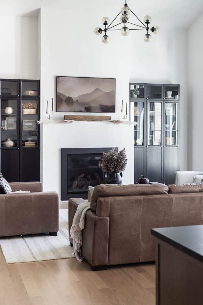 Modern European Fall Decor in the Living Room with warm neutral tones. 