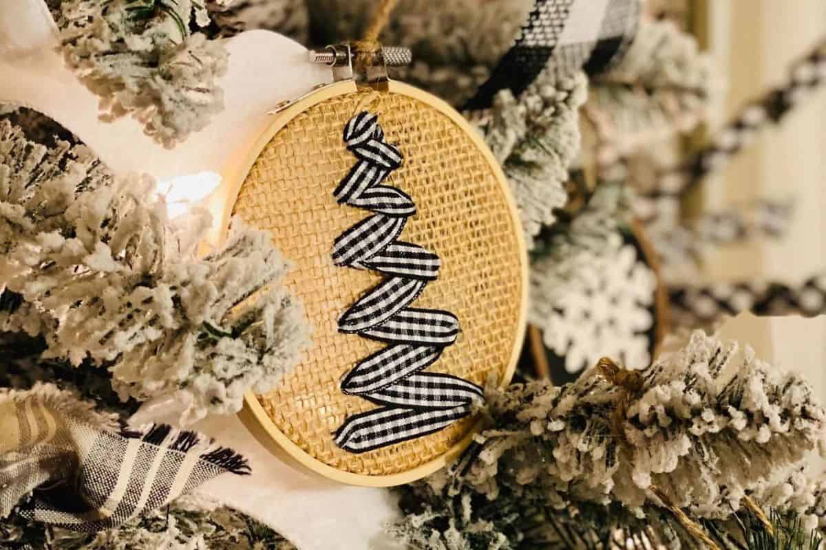 Christmas Tree Embroidery Hoop Ornament.