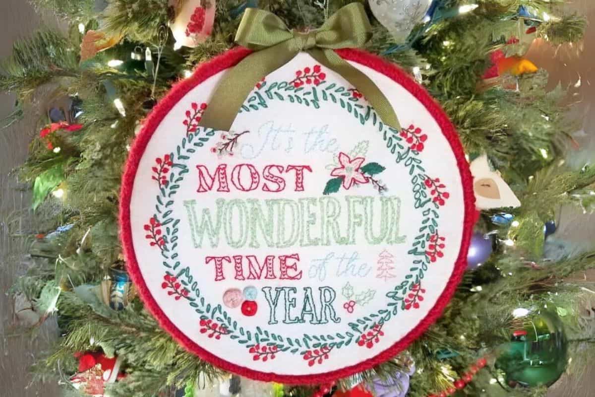Most Wonderful Time Christmas Embroidery.