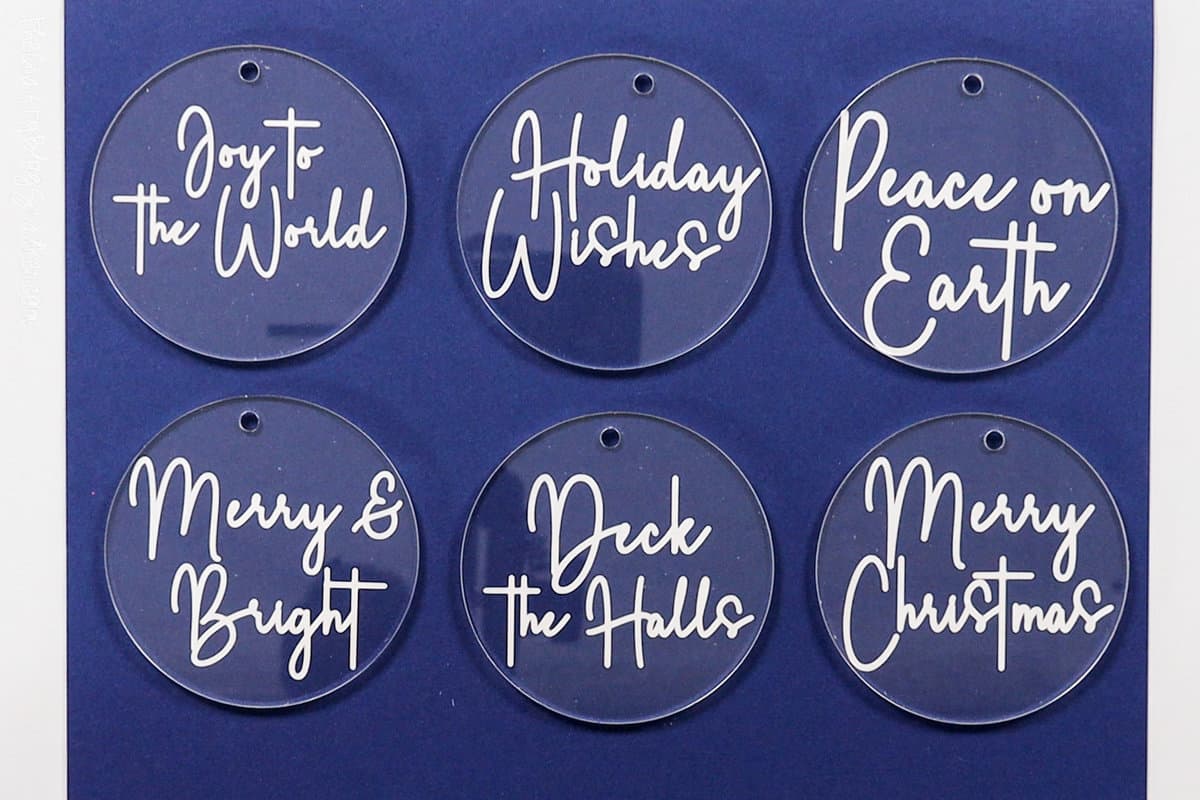 acrylic ornaments with vinyl designs