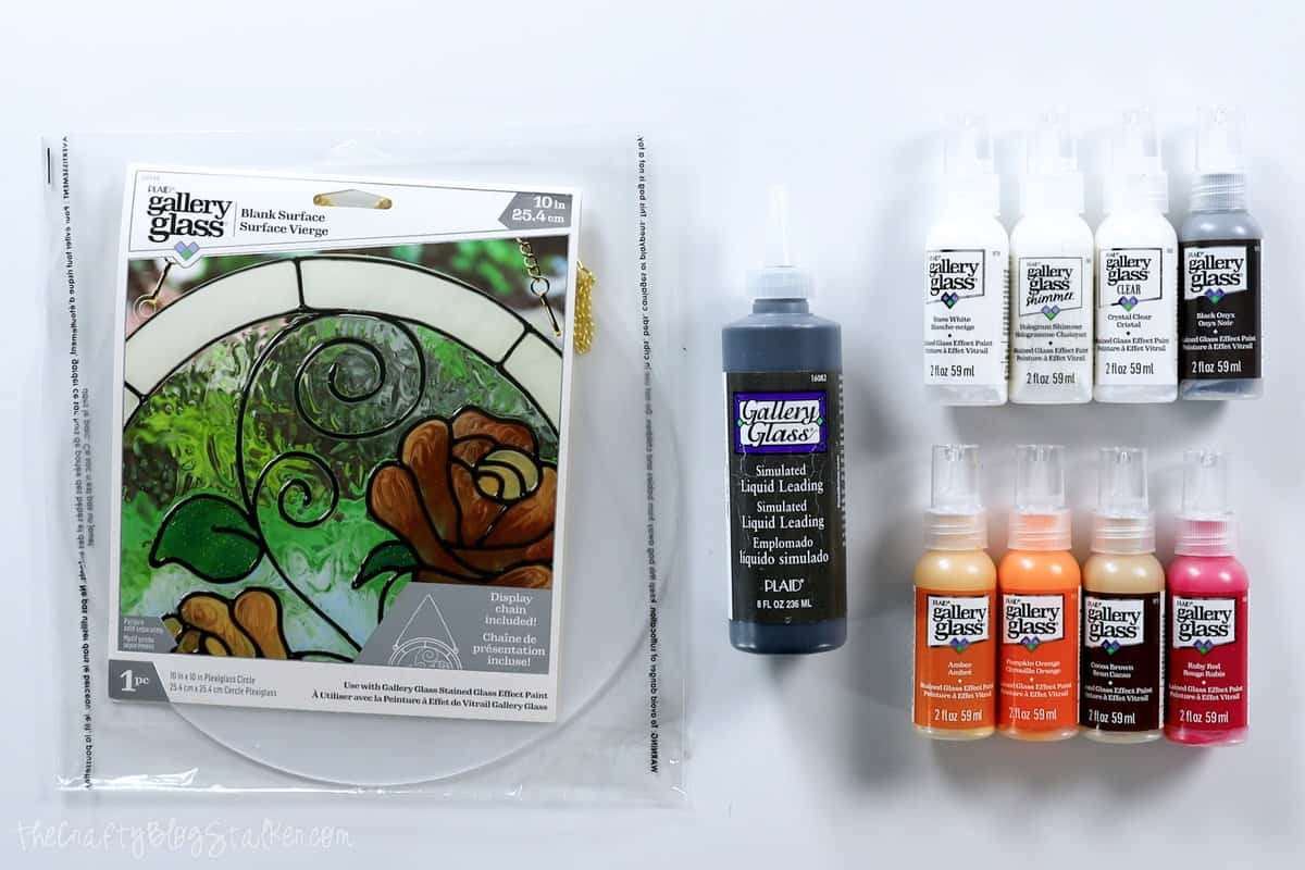 supplies to make a faux sun catcher with Gallery Glass.