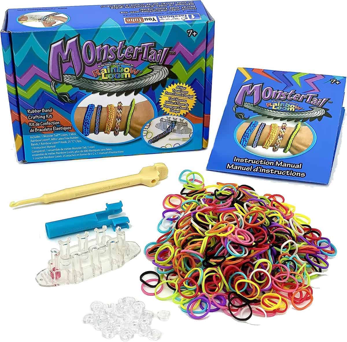 Rainbow Loom® Monster Tail™ Kit Features Compact Loom and Case, Makes Monster Sized Bracelets, Easy for Travel, Includes Exclusive Monster Tail Loom, and 2 Bracelet Instructions for Boys and Girls 7+.