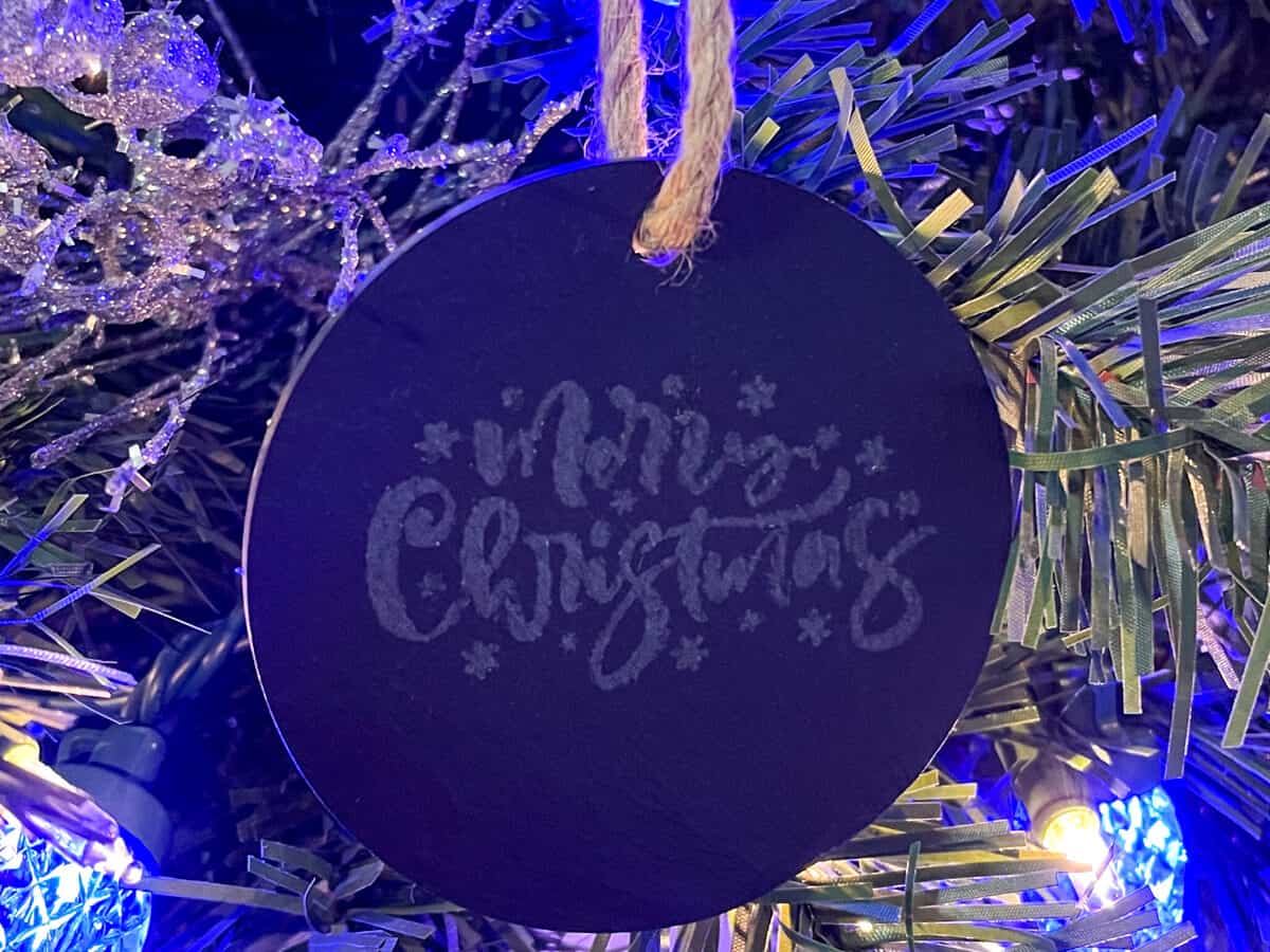 Etched Slate Christmas Ornaments.