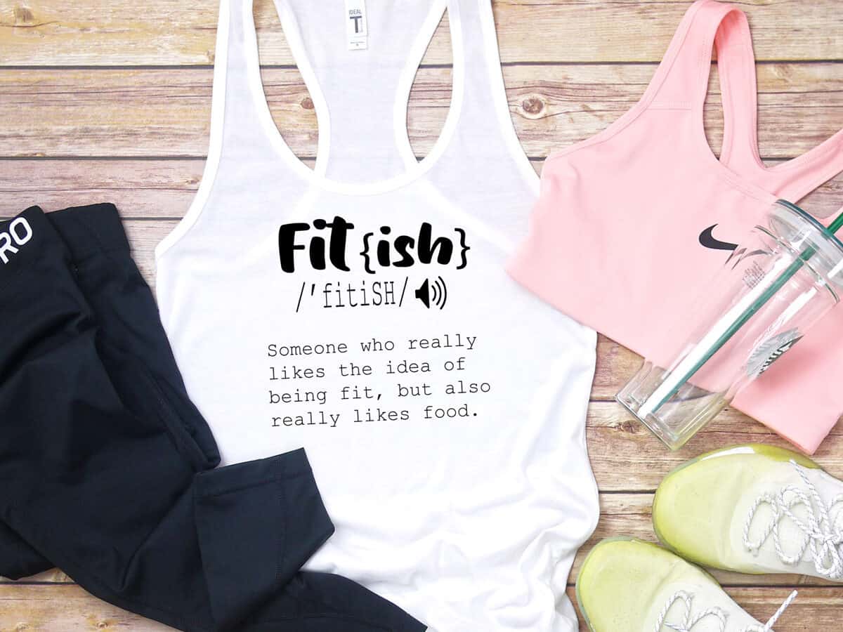workout tanks top with the design Fit{ish}.