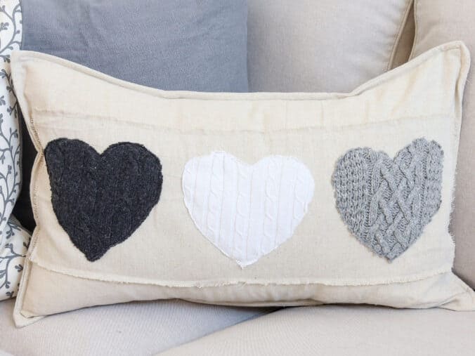 Valentine's Day Pillow Covers Using Sweaters