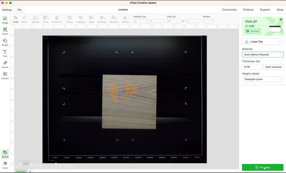 Screen shot of xTool Creative Space.