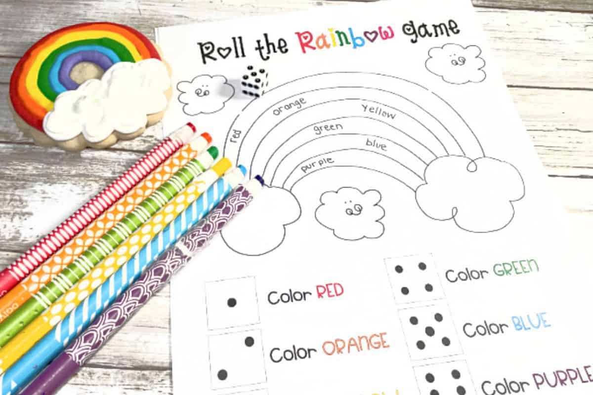 Roll a Rainbow Game Printable.