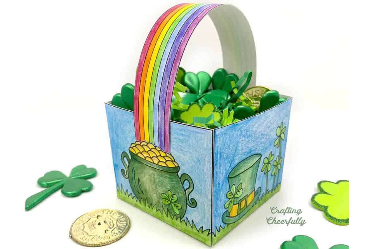 St. Patrick’s Day Rainbow Basket Coloring Page.