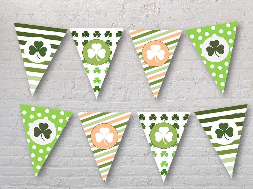 St. Patrick's Day Pennant Banner printable.