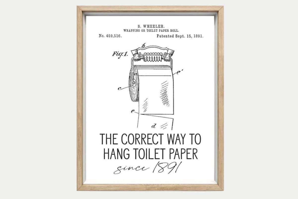 Bathroom Print -  The correct way to hang toilet paper with a diagram.
