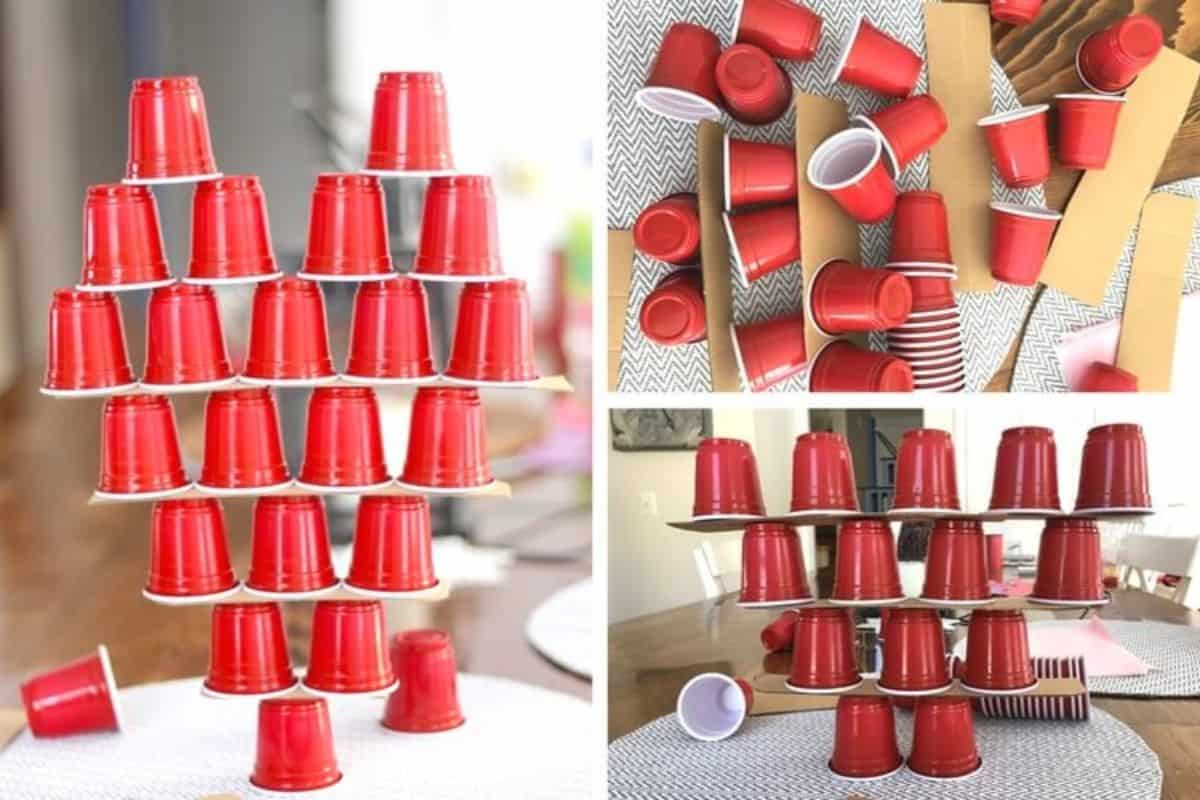 Heart Cup Tower Challenge.