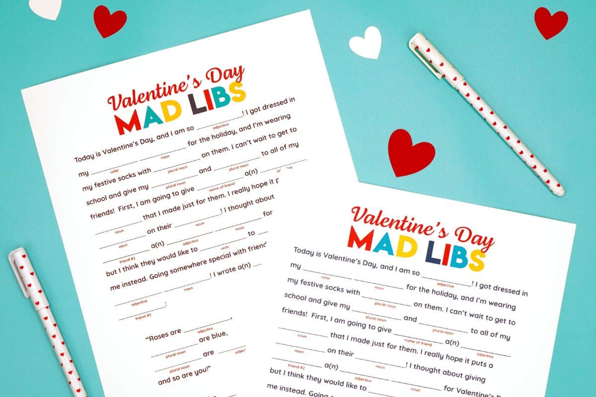 Valentine’s Day Mad Libs Printable.