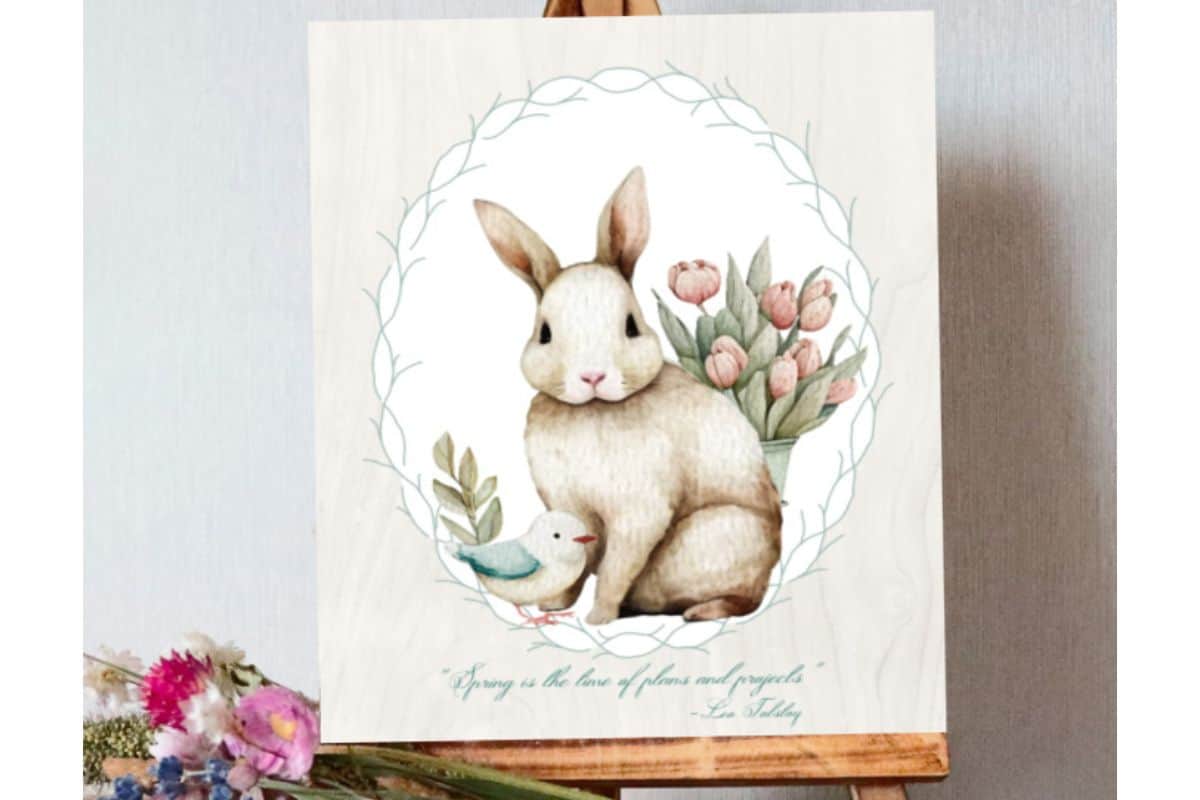 Spring Bunny Printable Watercolour.