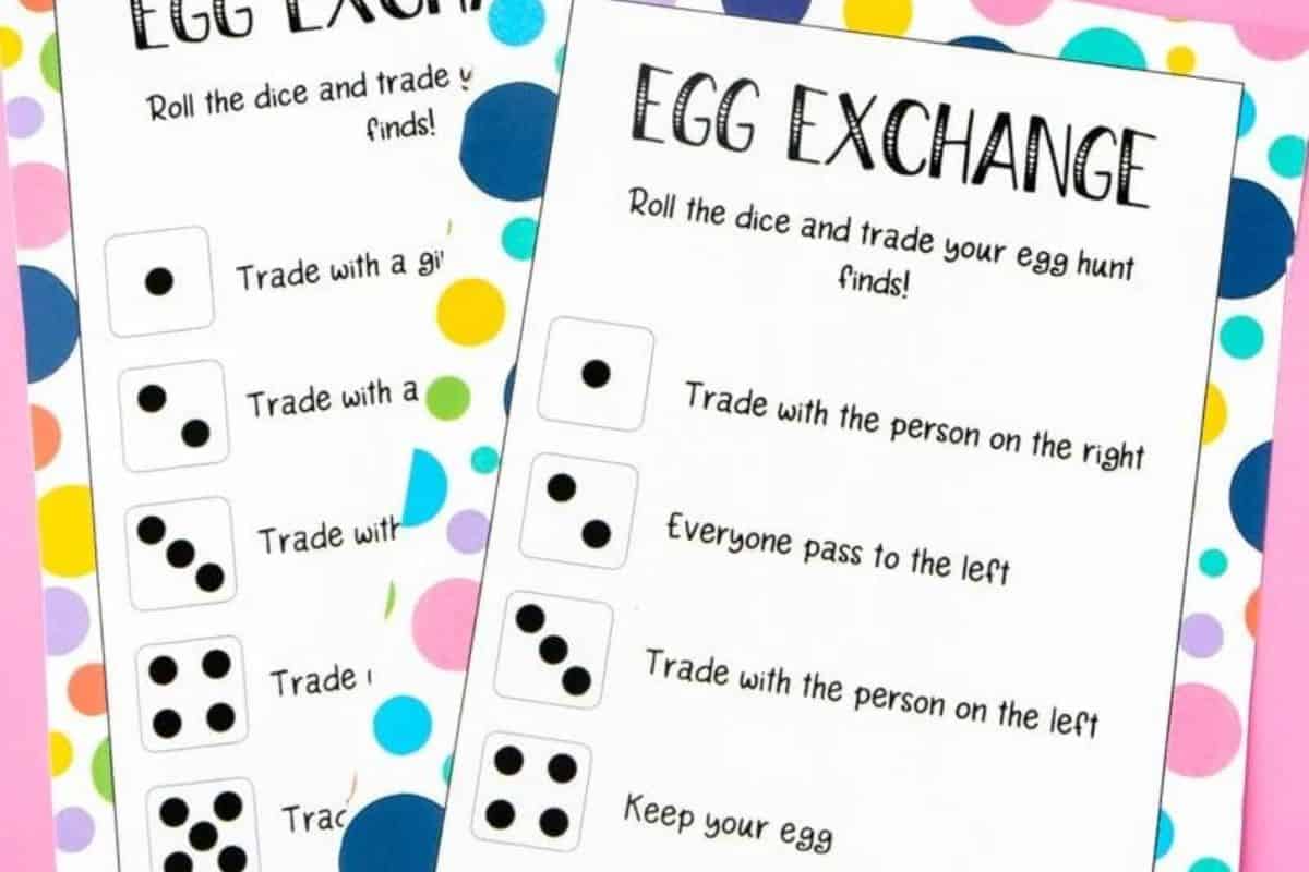Printable Easter Dice Game.