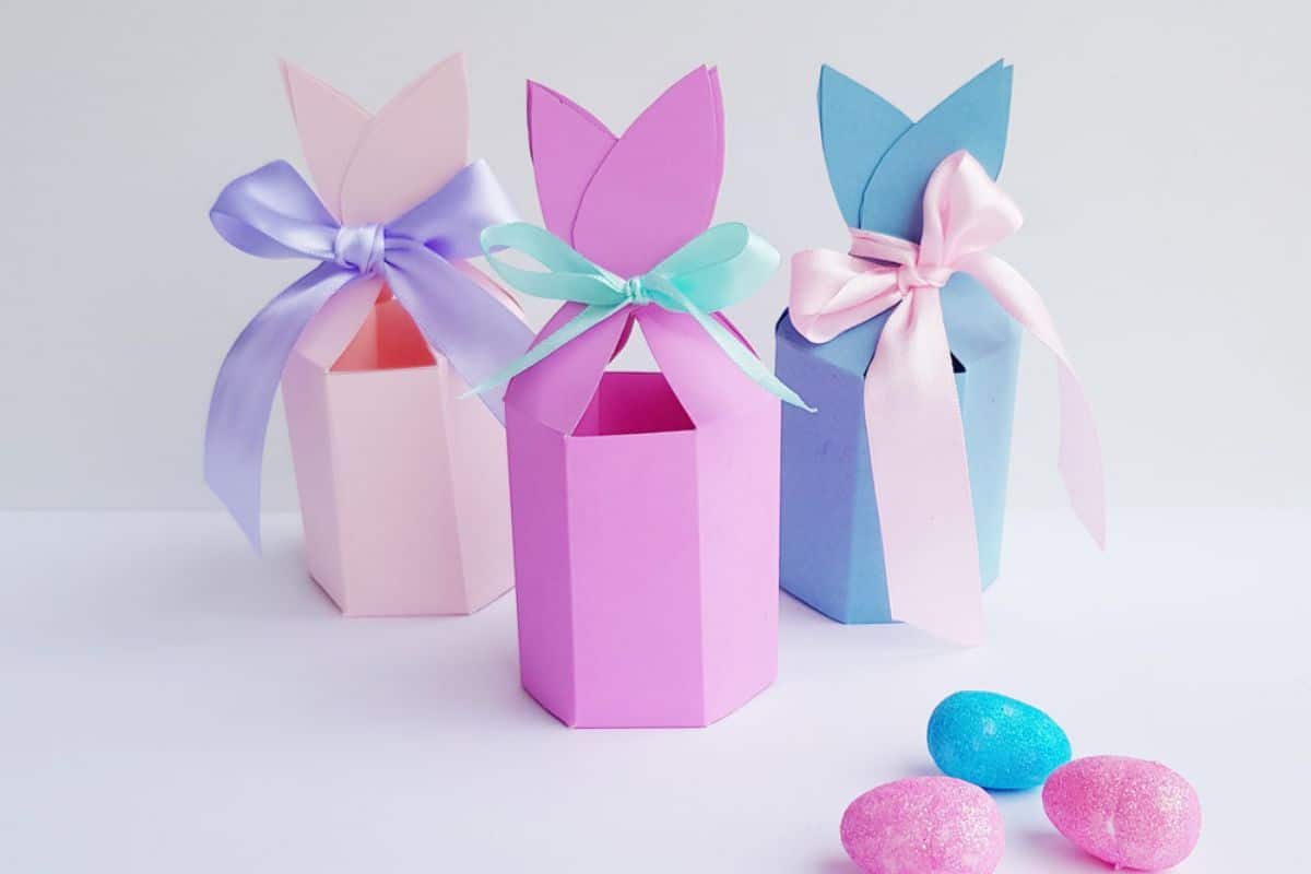 free easter bunny ears hex gift box mini choc eggs.