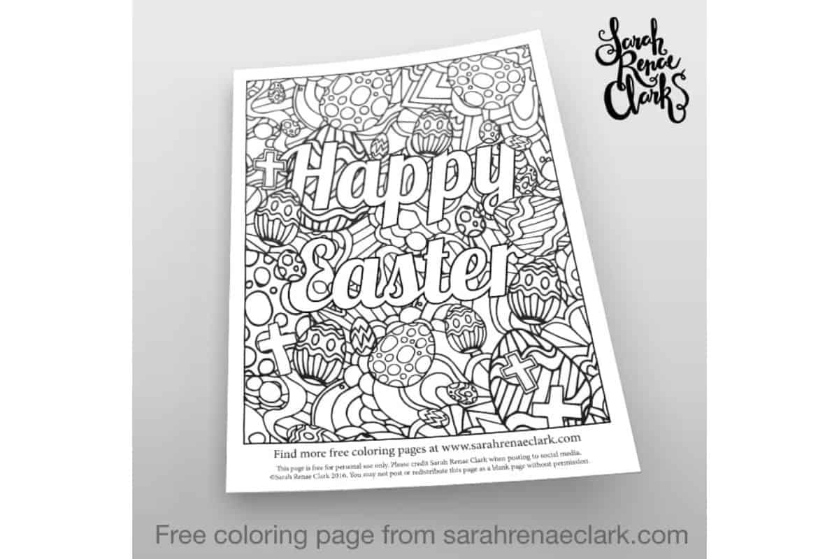 Happy Easter Coloring Page.