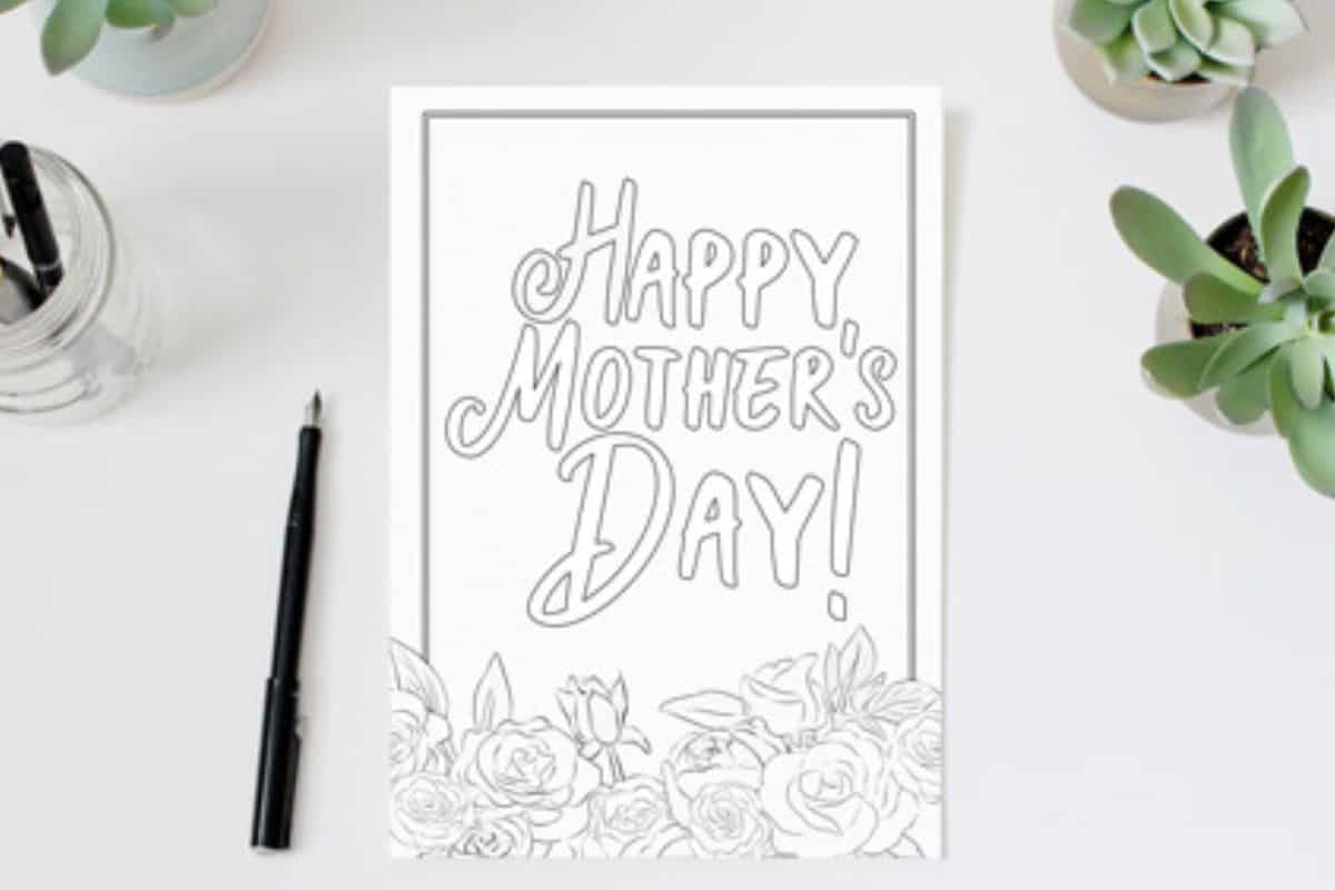 Printable Mother’s Day Coloring Card.