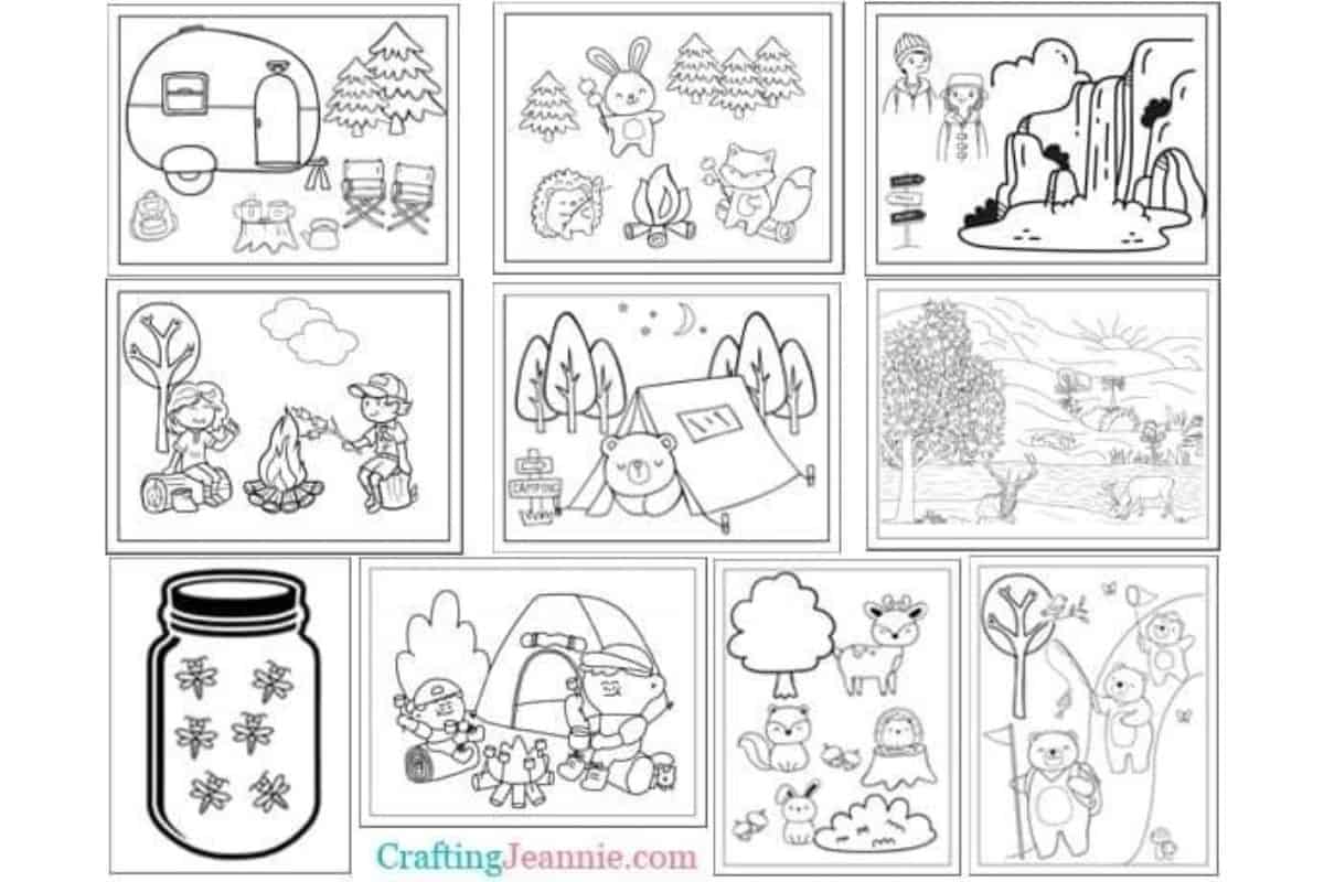10 Camping Coloring Pages.