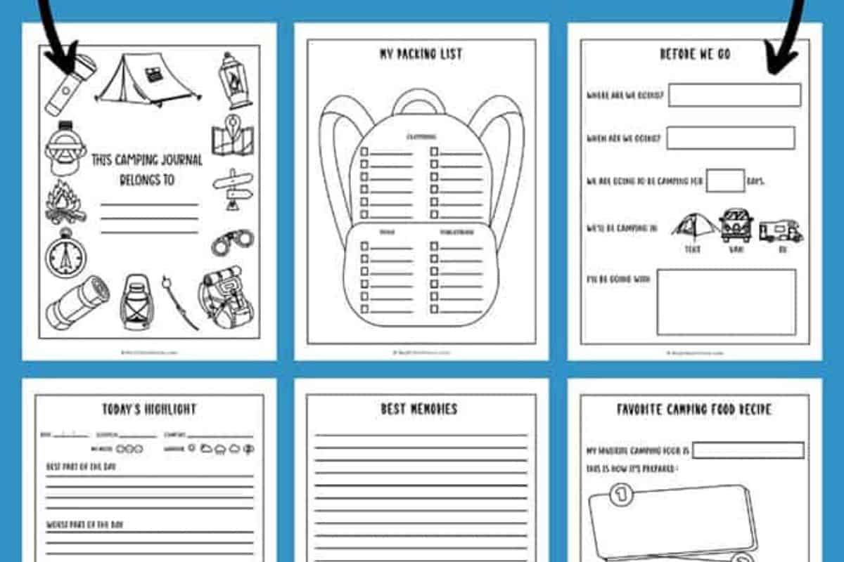 Free Printable Camping Journal Pages for Kids.