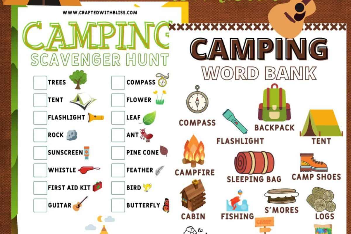 Camping Scavenger Hunt and Word Bank Printable