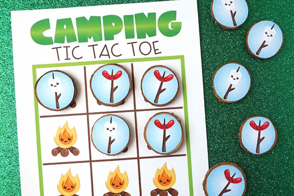 Camping Tic Tac Toe Printable Game.