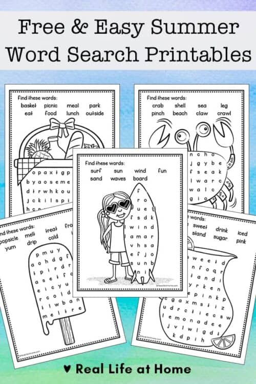 Easy Summer Word Search Set.