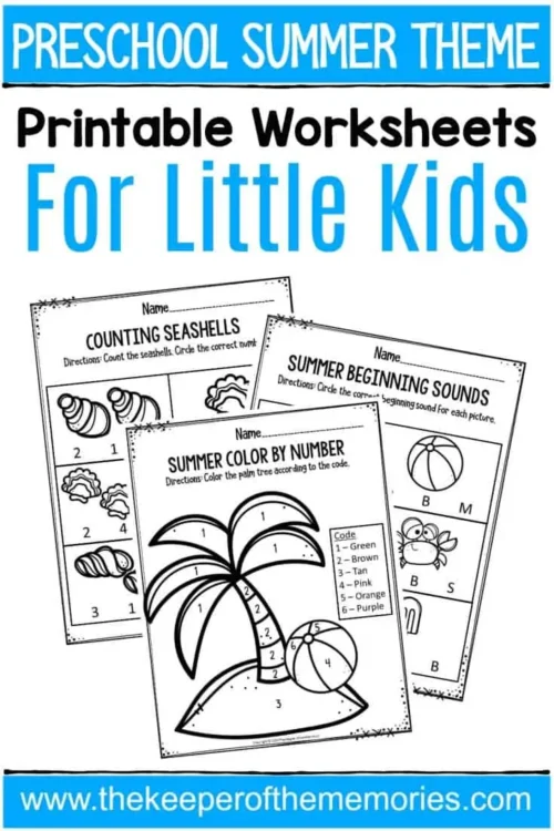 Summer Printable Preschool Worksheets.