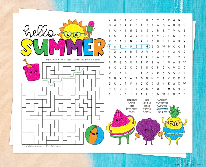 Printable Summer Activity Page.