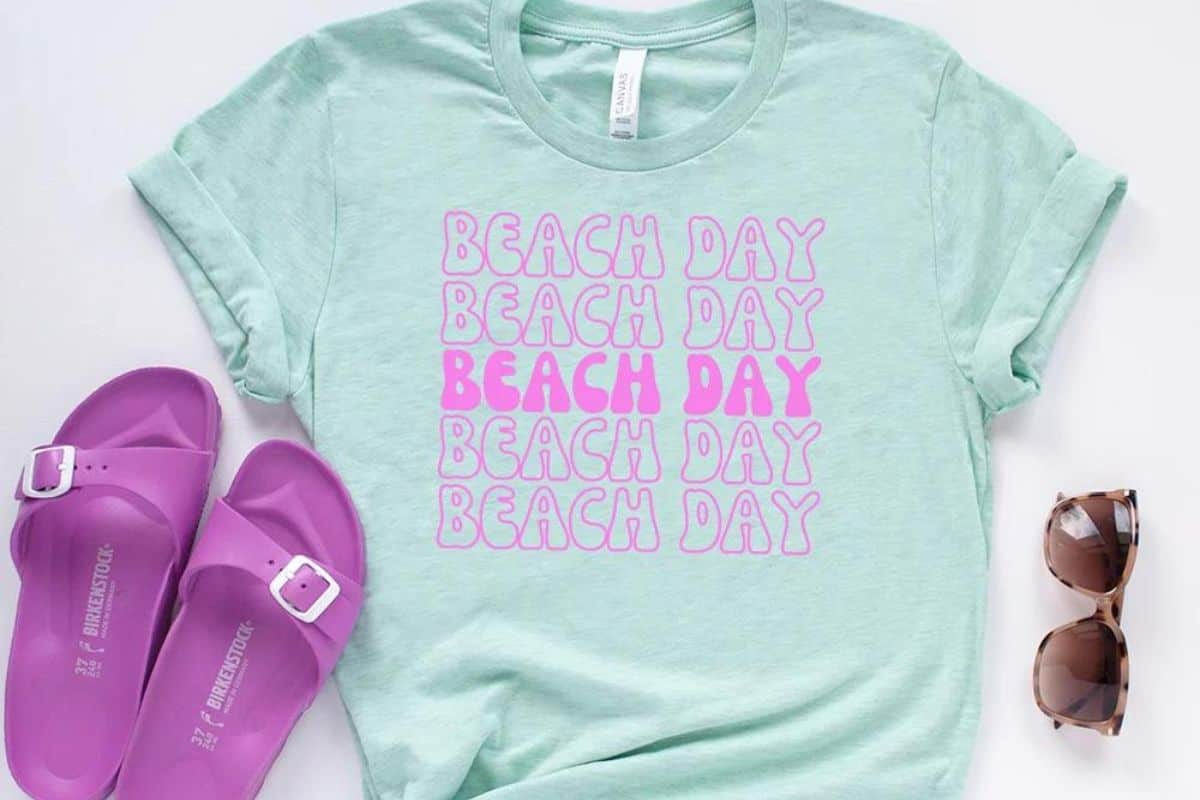 Retro Beach Day SVG cut file on a t-shirt.