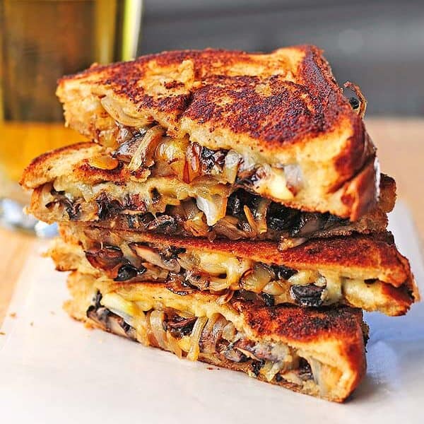 Grilled Cheese with Gouda, Roasted Mushrooms and Onions.