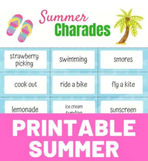 Summer Charades Game for Kids.