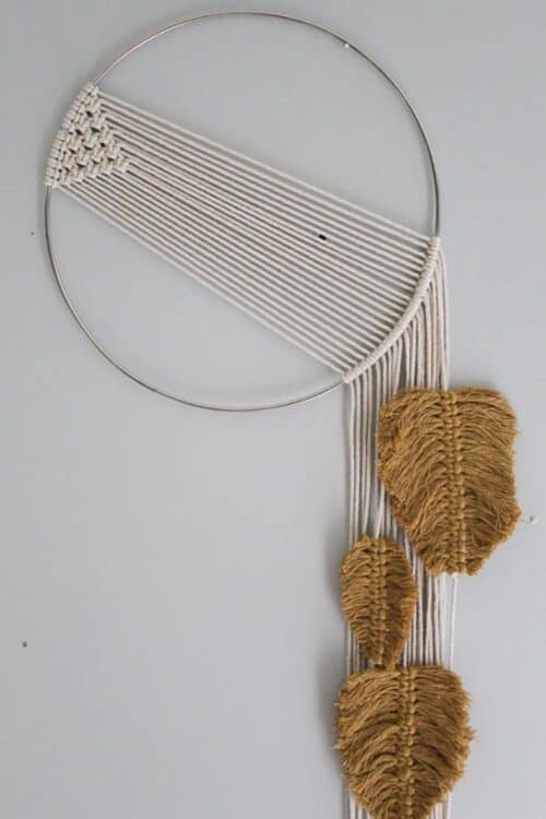 Hoop Wall Hanging with Feathers.