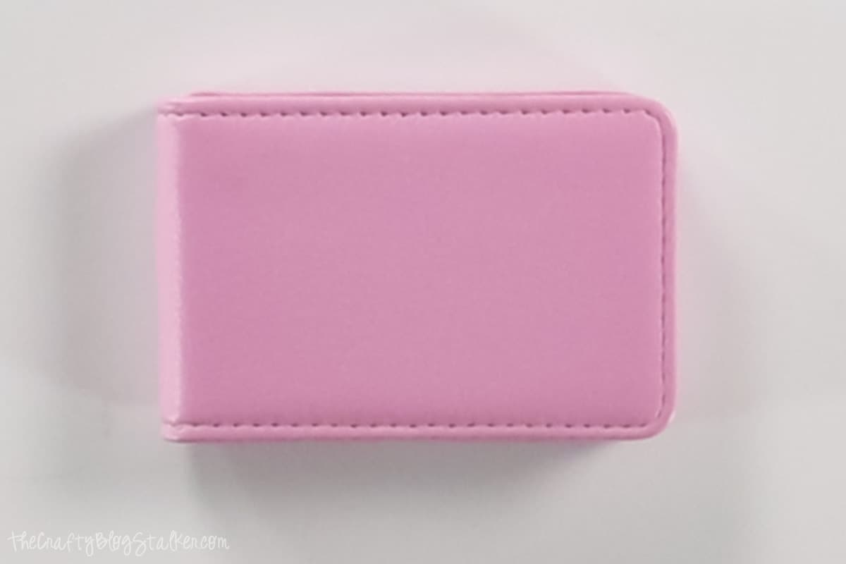 PU Leather Business Card Holder in pink.