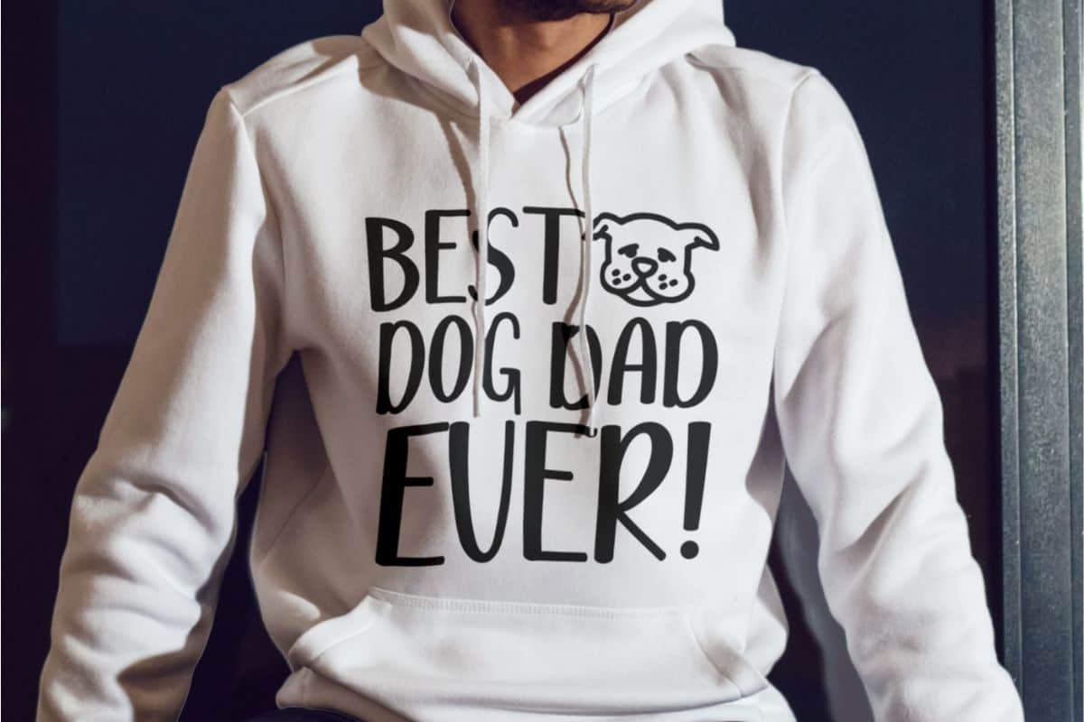 Vector file that reads 'best dog dad ever'.