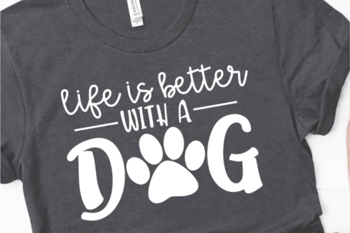 Vector file that reads 'life is better with a dog'.