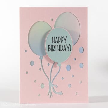 Birthday Balloons card made with Cricut Joy.
