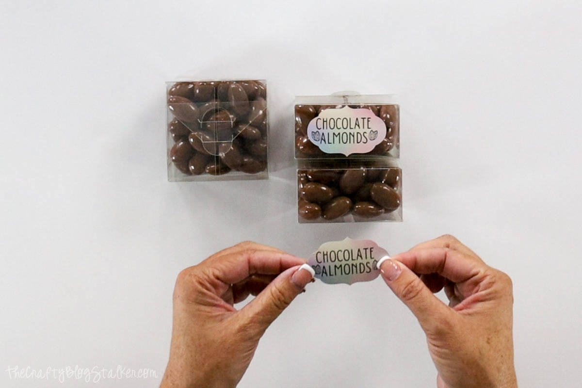 Chocolate Almonds packaged with a label on the front.
